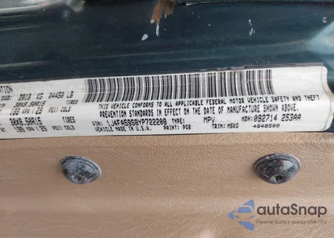 2000 Jeep Wrangler / Tj Sahara из США, поврежденный, VIN 1J4FA59S8YP722208